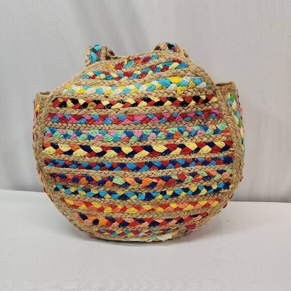Unbranded Hand Woven Braided Jute & Fabric Shoulder Bag Purse Bag Colorful Boho - Picture 1 of 9